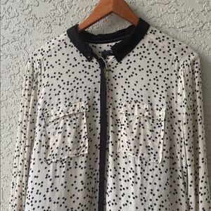 Maeve Cream and Black Polka Dot Button-Down Shirt